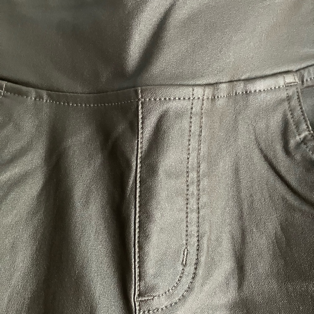 BELLE by KIM GRAVEL brown faux leather slacks pants pull on straight leg 6 - Picture 5 of 12